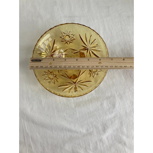 Vintage Anchor Hocking Amber Glass Footed Star of David Candy Dish For Sale In New York - Image 6 of 9
