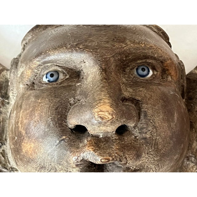 Antique Spanish Colonial Style immortal angel, this is the middle sized angel with blue glass eyes. .immortal Measures: W...