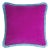 Happy Cushion Cover in Velvet Fuchsia with Light Blue Fringes For Sale