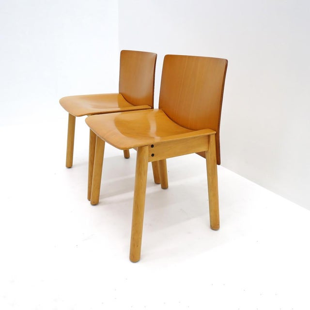 Copper Italian Plywood Dining Chairs in the Style of Scarpa, Italy, 1980 For Sale - Image 8 of 11