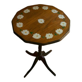 1980s Tilt Top Daisy Side Table For Sale