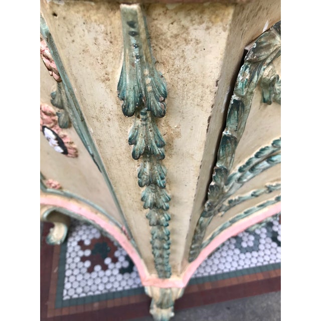 Metal Venetian or Italian Pastel Painted and Carved in Relief Commode For Sale - Image 7 of 13