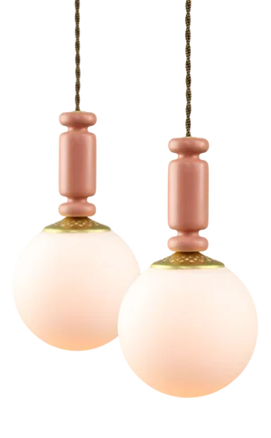Mid-Century Italian Brass & Opaline Glass Pendant Lamps, Set of 2