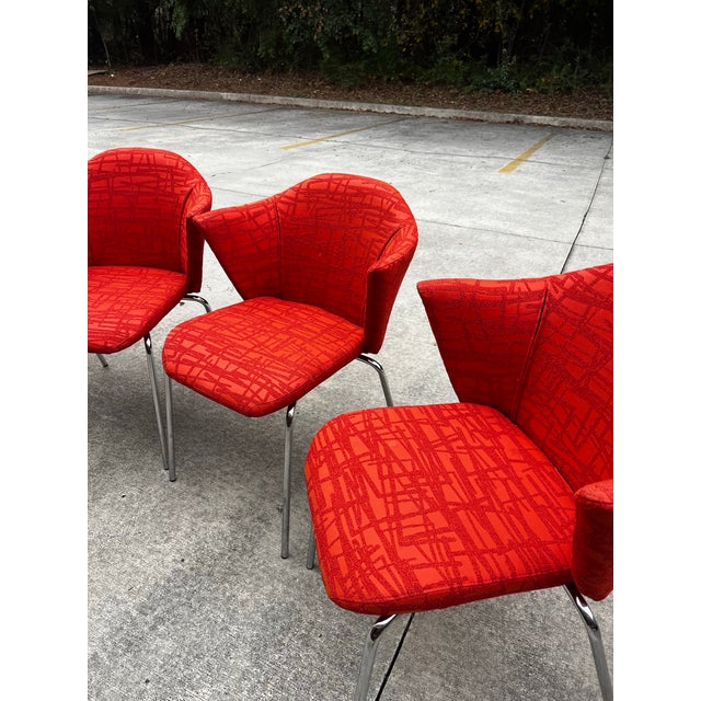 Vintage Collection of Red Abstract Coalesse Steelcase Dining Chairs For Sale - Image 9 of 12