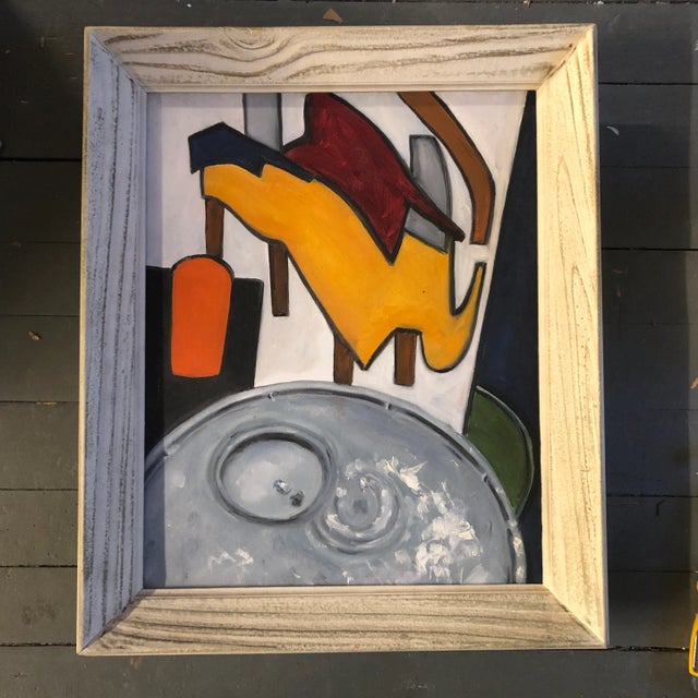 1970s Vintage Modernist Abstract Still Life Painting Vintage Frame 1970’s For Sale - Image 5 of 5