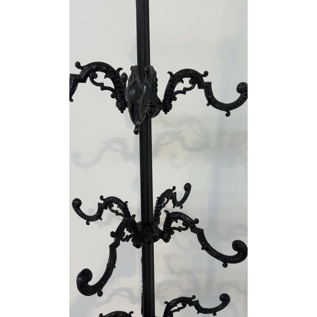 Large Ornate Cast Iron Hall Tree Coat Stand with Twelve Hooks For Sale - Image 13 of 14