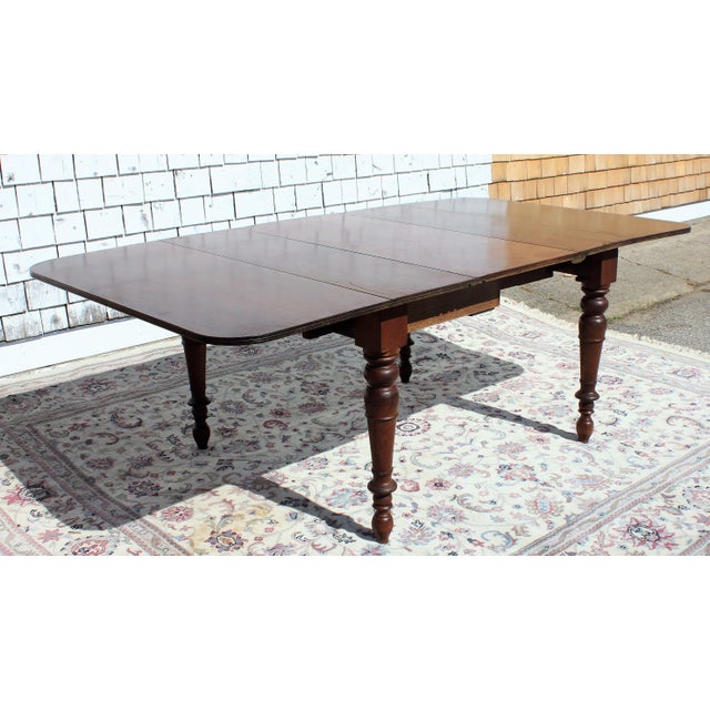Antique English Mahogany Dining Farm Table Turned Legs Chairish