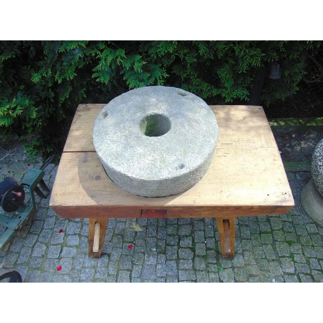 Wood Antique Pre-War Burrs on Industrial Oak Table For Sale - Image 7 of 9