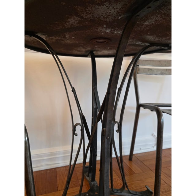 Vintage French Industrial Bistro Table & Chairs For Sale - Image 10 of 13