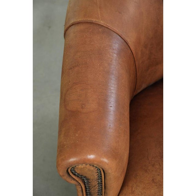 Vintage Worn Sheepskin Club Armchair For Sale - Image 7 of 14