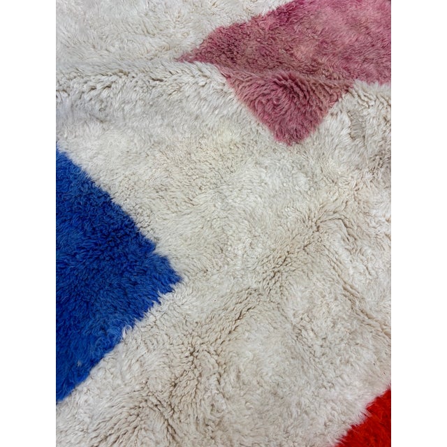 Berber Tribes of Morocco Hand-Knotted Moroccan Beni M'rirt Berber Rug — Geometric Color Block Wool on Ivory — 6'6" X 9'10" For Sale - Image 4 of 12