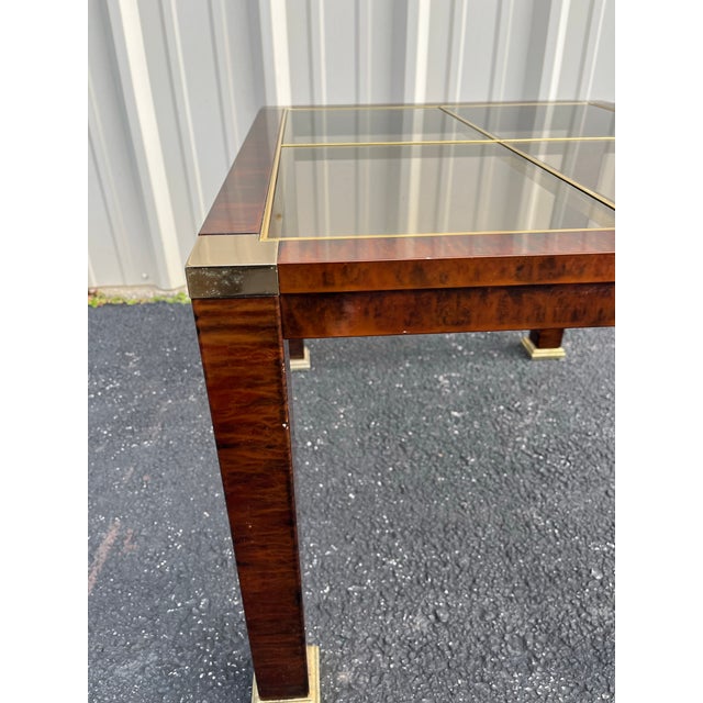 Metal 1970s Faux Tortoiseshell Smoked Glass and Brass Side Tables- A Pair For Sale - Image 7 of 12