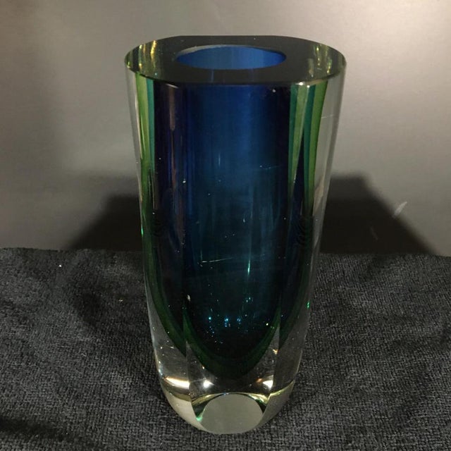 Blue and Green Sommerso Murano Glass Vase by Flavio Poli for Murano, 1960s For Sale - Image 3 of 14