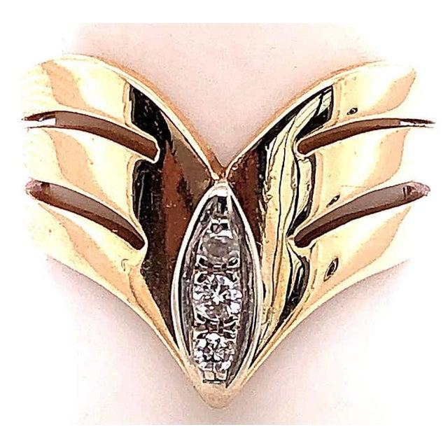 14 Karat Yellow and White Gold Diamond Center Contemporary Ring, Size 8.5 For Sale In New York - Image 6 of 11