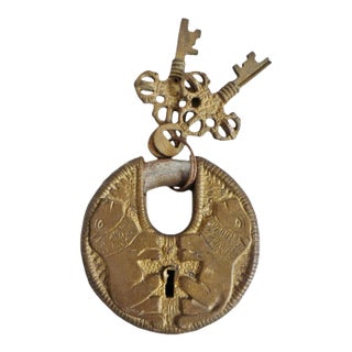 Vintage Brass India Double Lion Lock For Sale