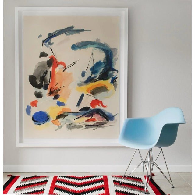 Mid-Century Modern Mid-Century Modern Colorful Print With Primary Colors - 42" X 52" White Frame For Sale - Image 3 of 6
