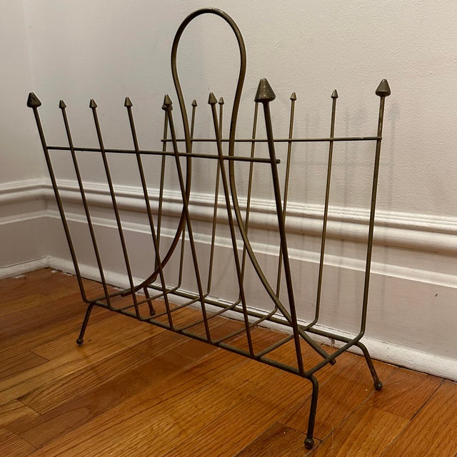 Vintage Atomic Modern Gold Wire Magazine Rack Chairish