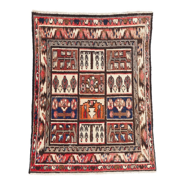 Vintage Persian Lori Checkerboard Rug - 04'10 X 06'03 For Sale