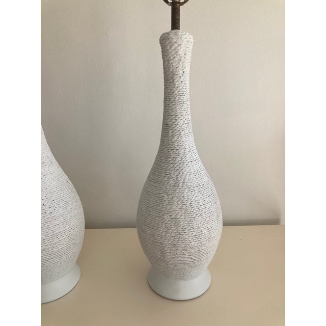 Plaster Faux Wicker Table Lamps Serge Roche Style - A Pair For Sale - Image 12 of 13