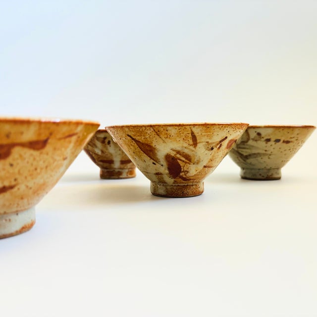 Ceramic Speckled Terra Cotta Pottery Rice Bowls - Set of 6 For Sale - Image 7 of 13