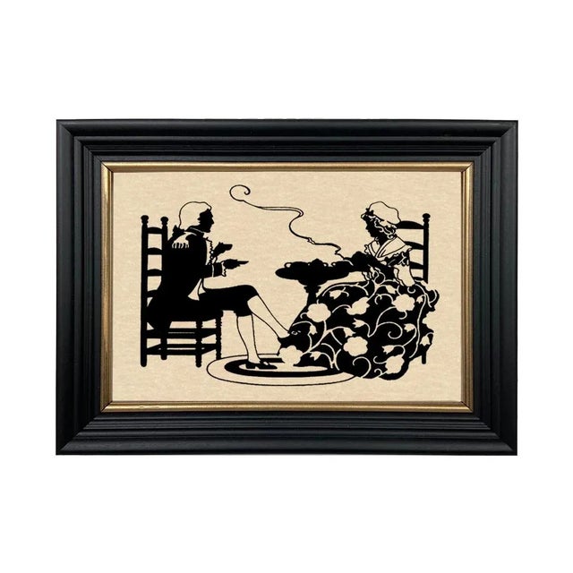 American "Colonial Tea" Contemporary Paper Cut Silhouette, Framed For Sale - Image 3 of 3