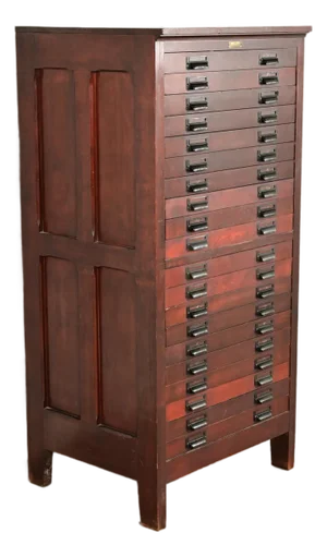 Antique Arts & Crafts Mahogany 20-Drawer Architect's Blueprint Flat File Cabinet by Hamilton, Circa 1900