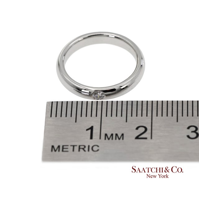 Metal Platinum 950 Harry Winston Natural Single Diamond Band Ring, Size 3.5 For Sale - Image 7 of 12