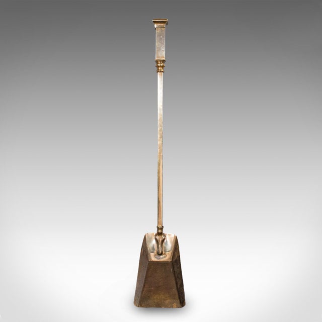 Metal Trio of Antique Fireside Tools, English, Brass, Poker, Tongs, Shovel, Victorian For Sale - Image 7 of 12