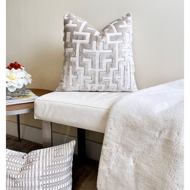 Pearl Myriad Velvet Throw Pillow With Feather Down Insert For Sale In New York - Image 6 of 9