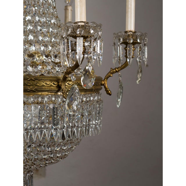 Large Italian Beaded Crystal Basket Chandelier, 1920s For Sale - Image 10 of 17