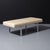 An elegant tan leather and chrome modern bench by Kravet Furniture (USA) in the style of Milo Baughman. The bench is a...