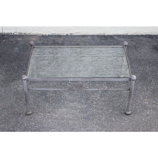 Woodard Delphi Cast Aluminum Glass Top Coffee Table For Sale - Image 15 of 18