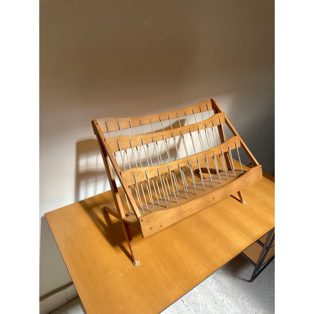 Brown 1950s Birch Wood Magazine Rack by Pic a Pipe - Vintage Atomic Style For Sale - Image 8 of 10