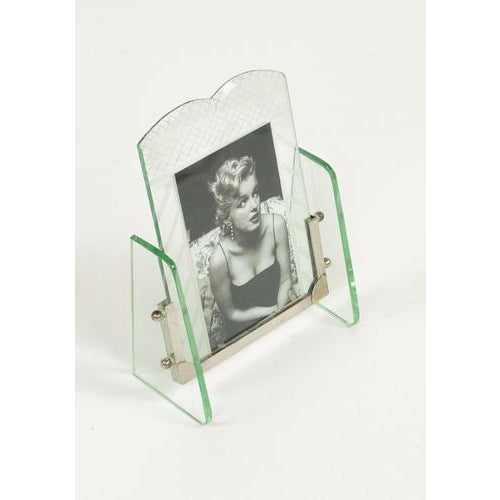 Mid-Century Picture Frame in Glass and Steel attributed to Fontana Arte, Italy, 1950s For Sale - Image 3 of 15