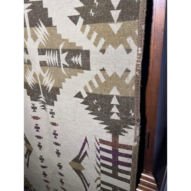Brown Oregon City Woolen Mills Indian Trade Blanket Antique 1920's Pac-Man Pattern Wow For Sale - Image 8 of 12