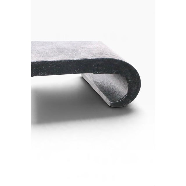 Black Chic Chinese Style Grass Cloth Alter Console Table c.1970’s For Sale - Image 8 of 18