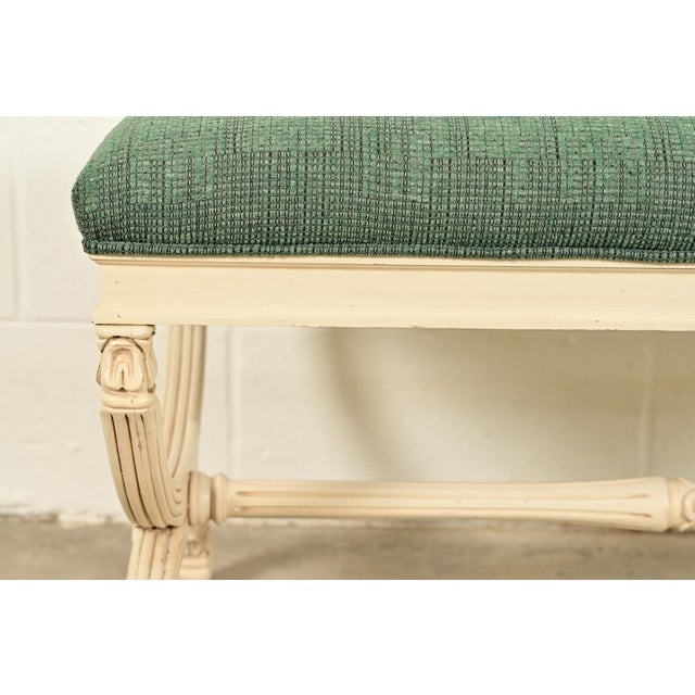 Baker Furniture Style Neoclassical Cream Lacquered Curule Window Bench For Sale In South Bend - Image 6 of 11