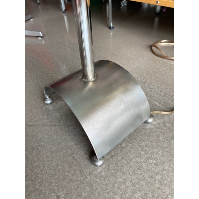 1980s 1980s Postmodern Glass Panel Steel Lamp For Sale - Image 5 of 12