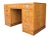 Brown Vintage Campaign-Style Oak Executive Desk With Black Leather Inlay For Sale - Image 8 of 12