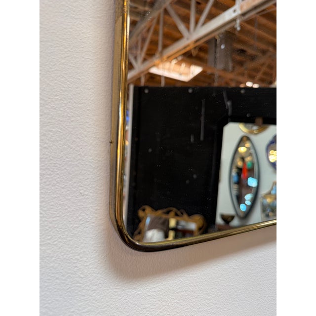 Modern Rectangular Brass Framed Mirror, 1950s For Sale - Image 3 of 9