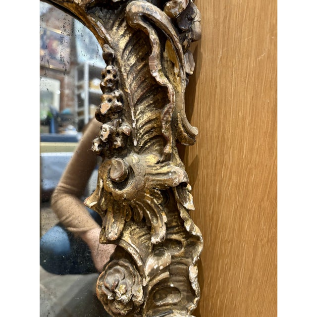 Italian Antique Large Gilt Wood Mirror, Italy For Sale - Image 3 of 12