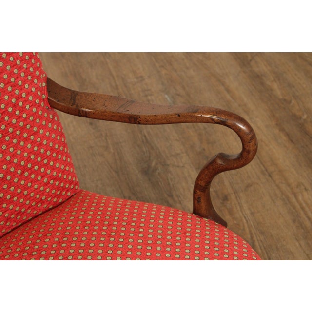 Queen Anne Style Mahogany Shepherd's Crook Armchair With Custom Upholstery For Sale - Image 4 of 12