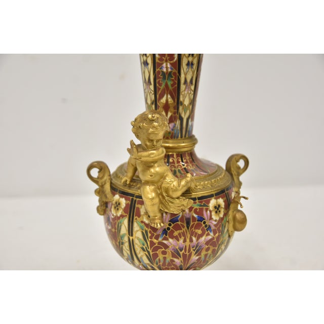 French Bronze & Champleve Enamel Vase For Sale In New York - Image 6 of 10