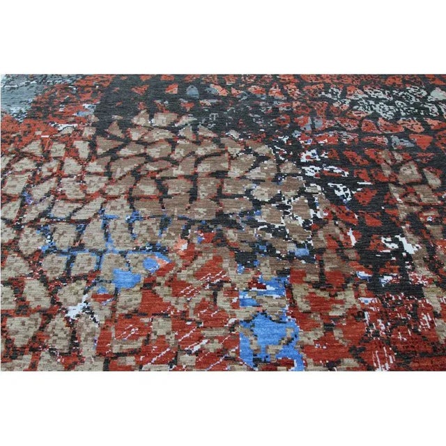 Handwoven Rust/Multi Modern Wool and Silk Area Rug 8'1" X 10'2" For Sale - Image 10 of 11