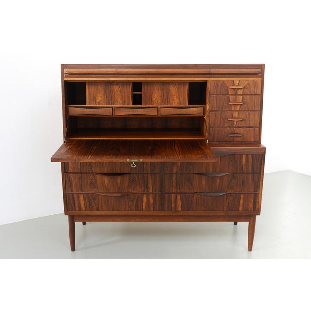Brown Modern Danish Rosewood Secretary Desk attributed to Erling Torvits, 1960s For Sale - Image 8 of 18