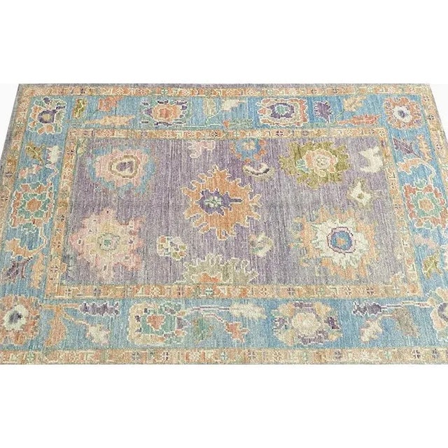 Handwoven Turkish Oushak Area Rug 4'0" × 6'1" For Sale In Dallas - Image 6 of 13