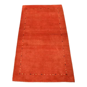 Gabbeh Rug 3′ X 5’3” Red Wool Contemporary Hand-Knotted Carpet