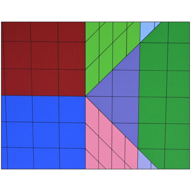 Abstract Late 20th Century The Door Geometric Abstract Blue Screenprint Victor Vasarely For Sale - Image 3 of 6