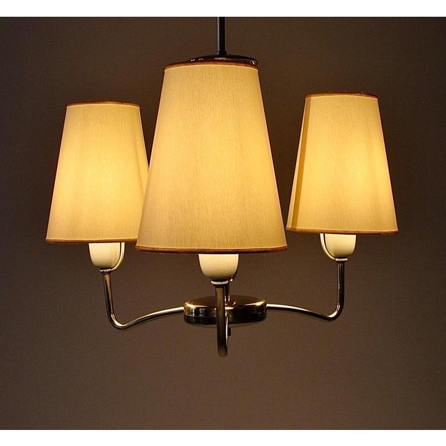 Modern 3-Arm Chandelier in Brass and Glass by Rupert Nikoll, Austria, 1950s For Sale - Image 11 of 15