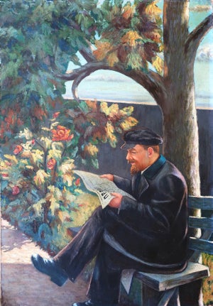 Original Lenin Oil Painting, Ukrainian Soviet Art, 1966 120-84